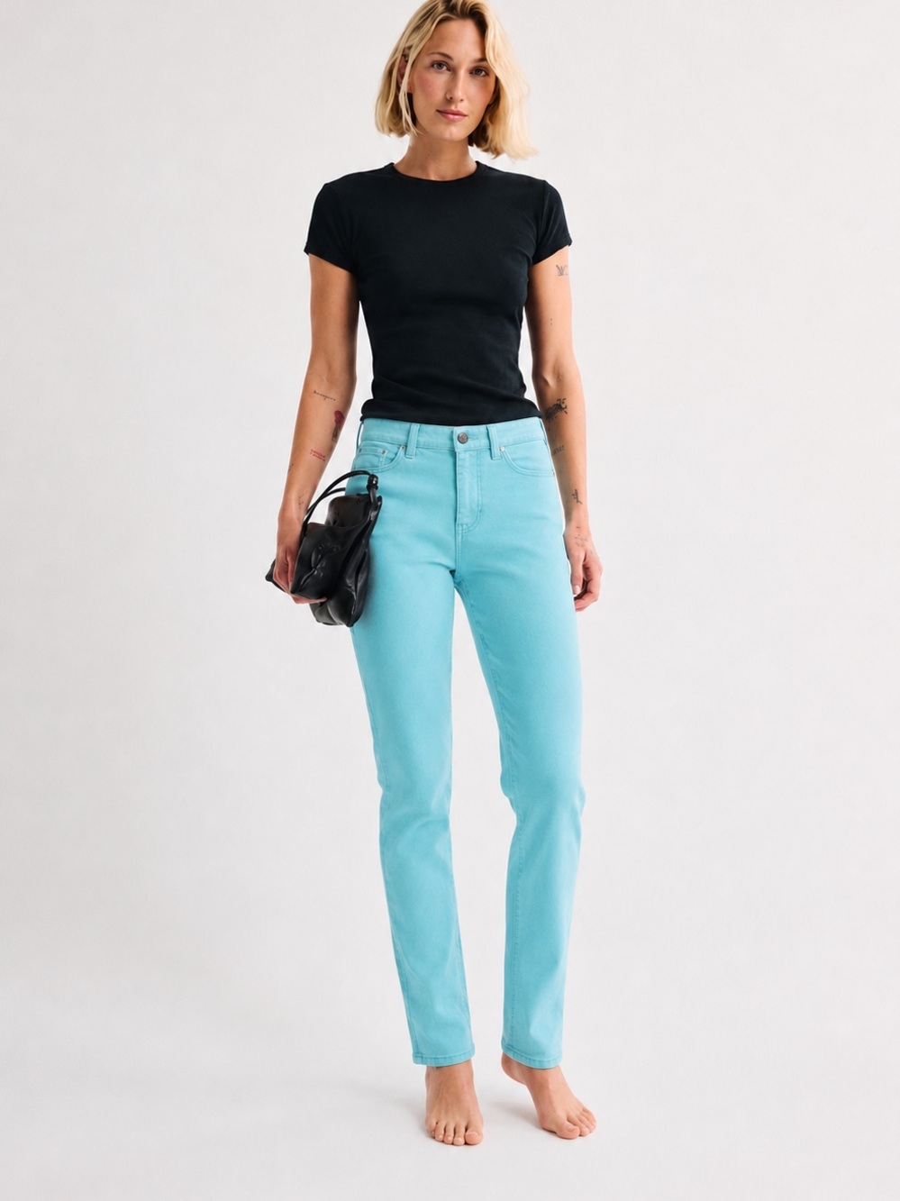 Esprit Women's mid-Rise Straight Jeans in Aqua